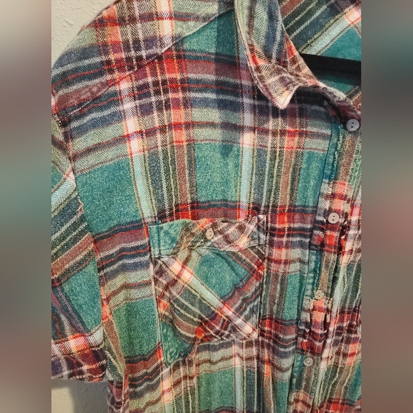 Oli & Hali Green Plaid Flannel Oversized Button-Up Shirt Sz XL - Picture 5 of 10